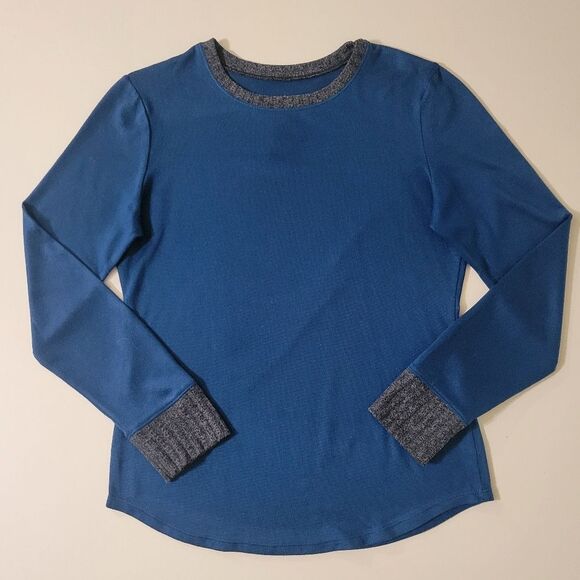 Cuddl Duds Women's Teal Long Sleeve Crewneck Pullover Top - Picture 2 of 11